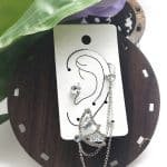 spring butterfly stud and Earcuff - silver