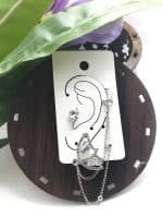 spring butterfly stud and Earcuff - silver