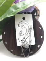 spring butterfly stud and Earcuff - silver