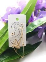 spring butterfly stud and Earcuff - gold