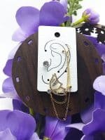 spring butterfly stud and Earcuff - gold - Image 2