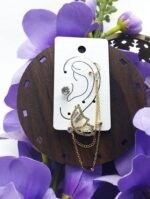 spring butterfly stud and Earcuff - gold - Image 2
