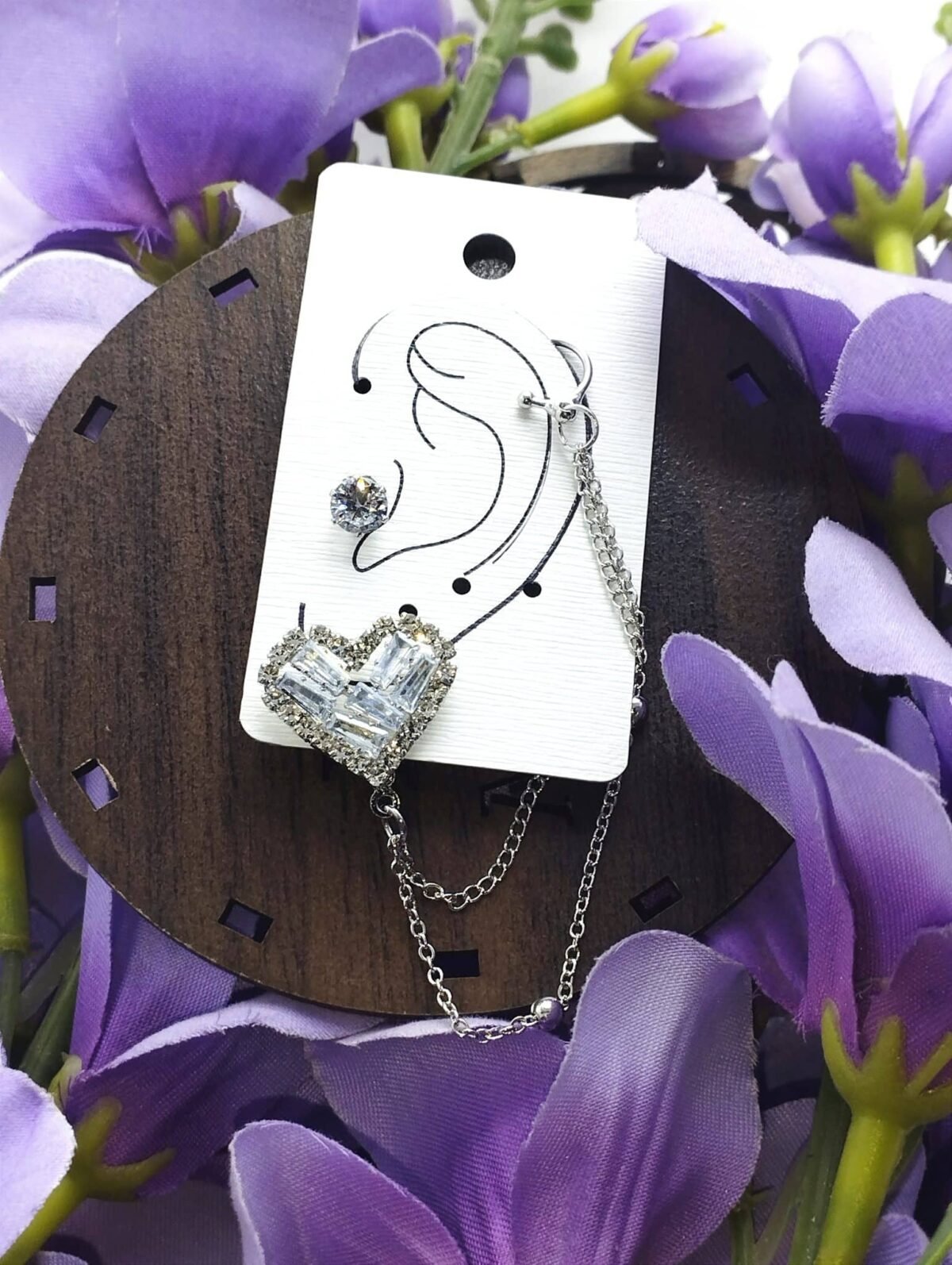 LUXery heart stud and Earcuff - silver - Image 2
