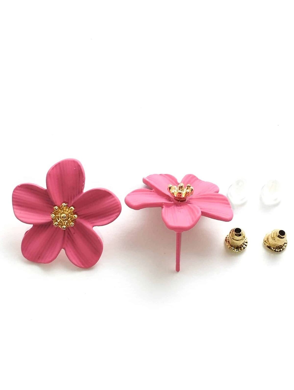 Eligant flower stud Earrings - pink - Image 2