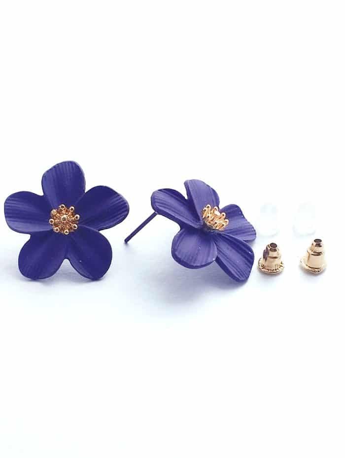 Eligant flower stud Earrings - sapphire - Image 2