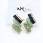 Luxry 18k gold plated Cz Earrings - Aquamarine & Black