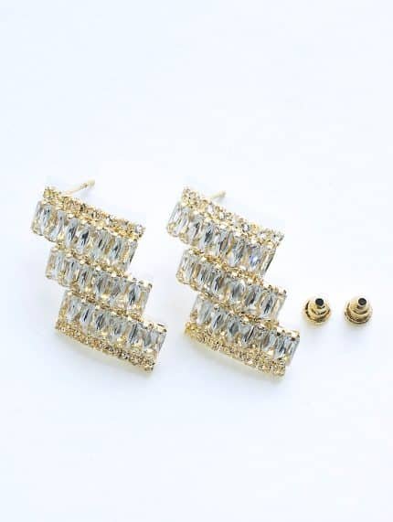 Luxry 18k gold plated Cz Earrings - Crystal