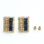 Luxry 18k gold plated Cz Earrings - Rosegold & Black