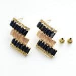 Luxry 18k gold plated Cz Earrings - Champagne &  Black