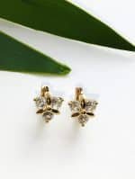 Crystal flower round hoops - Crystal & Gold