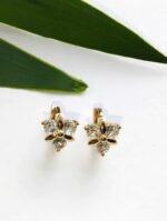 Crystal flower round hoops - Crystal & Gold
