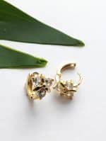 Crystal flower round hoops - Crystal & Gold - Image 2