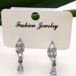 Waterdrop Zirconia Round Earrings - Silver Crystel