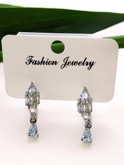 Waterdrop Zirconia Round Earrings - Silver Crystel