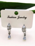 Waterdrop Zirconia Round Earrings - Silver Crystel