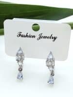 Waterdrop Zirconia Round Earrings - Silver Crystel - Image 2