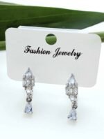Waterdrop Zirconia Round Earrings - Silver Crystel - Image 2