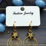 Stylish jewel charms 3 layered hoops - Black & Golden