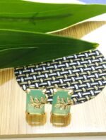 Eligant cubic stone leaf ziconia earstuds - Aquamarine - Image 2