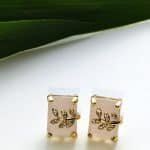 Eligant cubic stone leaf ziconia earstuds - Rosepink