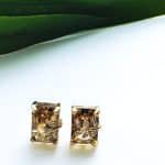 Eligant cubic stone leaf ziconia earstuds - Honey