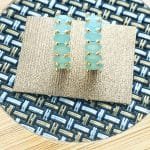 Gold plates oval cut Ziron Earrings - Aquamarine