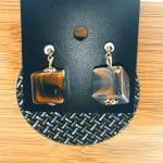 Everyday Cubic Ear Hoops - caramel brown