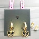 Cute butterfly Drop hoops - Golden & Black