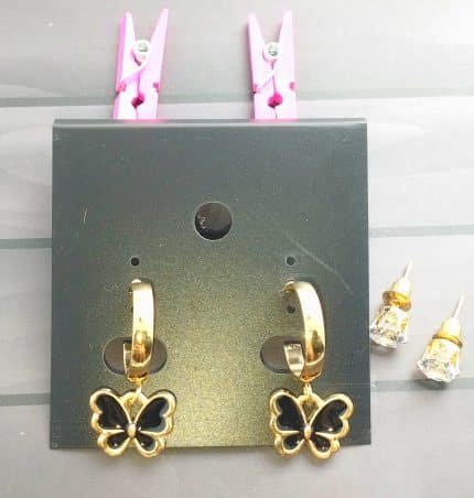 Cute butterfly Drop hoops - Golden & Black