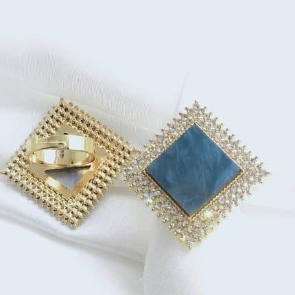 Cubic Coloured Large stone Ring - Grey