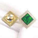 Cubic Coloured Large stone Ring - Green