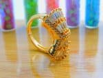 Gold plated Cubic Zircona convex shape ring - Golden - Image 2