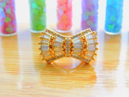 Gold plated Cubic Zircona convex shape ring - Golden