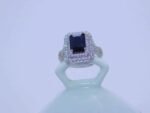 sterling silver platinum zirconia cubic stone bridal ring - BLACK - Image 6