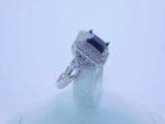 sterling silver platinum zirconia cubic stone bridal ring - BLACK - Image 4