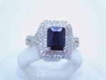 sterling silver platinum zirconia cubic stone bridal ring - BLACK