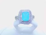 sterling silver platinum zirconia cubic stone bridal ring - Aquamarine - Image 3