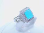 sterling silver platinum zirconia cubic stone bridal ring - Aquamarine - Image 5