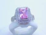 sterling silver platinum zirconia cubic stone bridal ring - Rose pink - Image 2