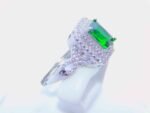 sterling silver platinum zirconia cubic stone bridal ring - Emerald - Image 3