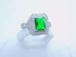 sterling silver platinum zirconia cubic stone bridal ring - Emerald - Image 4