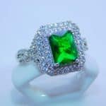 sterling silver platinum zirconia cubic stone bridal ring - Emerald