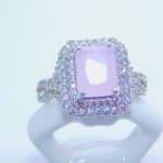 sterling silver platinum zirconia cubic stone bridal ring - ligh pink