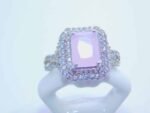 sterling silver platinum zirconia cubic stone bridal ring - ligh pink