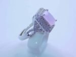 sterling silver platinum zirconia cubic stone bridal ring - ligh pink - Image 4