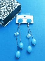 Trendy Shiny Danglers - Blue Aqua - Image 2