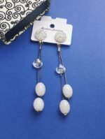 Trendy Shiny Danglers - White