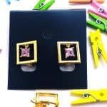 Trendy Metal Geomatric studs - Pink