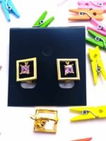 Trendy Metal Geomatric studs - Pink
