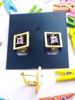 Trendy Metal Geomatric studs - Pink - Image 2